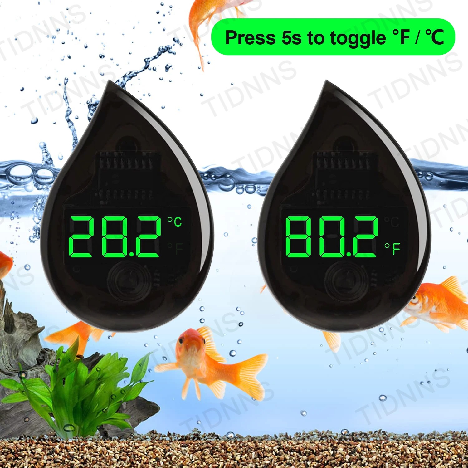 Marine Aquarium Mini - Thermomètre numérique LCD auto-adhésif pour aquarium,