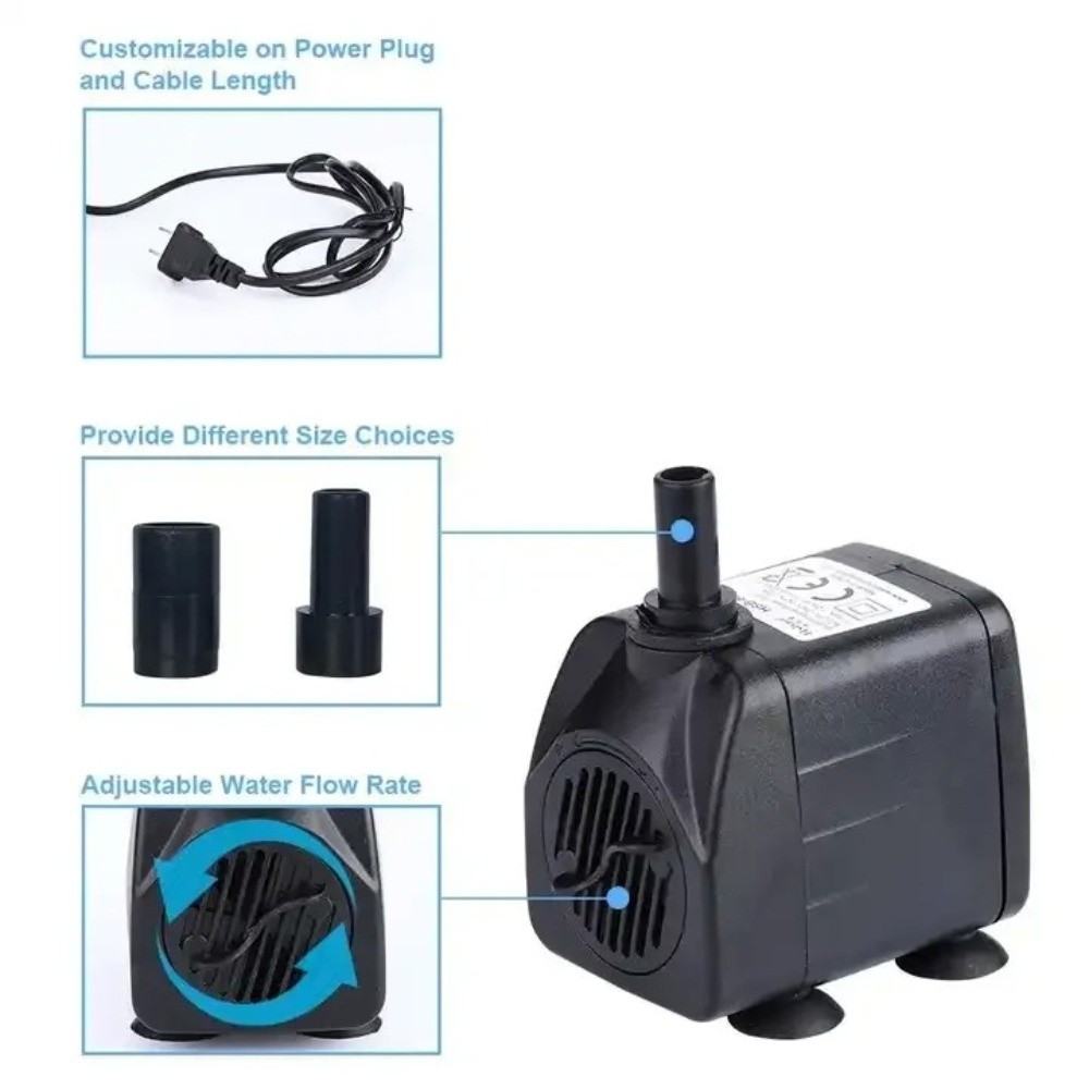 Marine Aquarium Mini - Pompe à eau submersible noire ultra-silencieuse